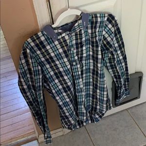 Men’s Medium American Eagle Blue Plaid Button Down
